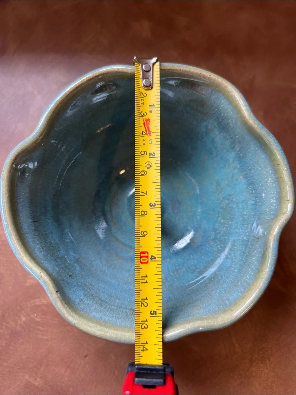 Coffelt Handcrafted Green-Blue Ceramic Apple Baker, Made in US, Great condition